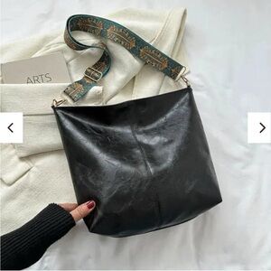 Black Faux Leather Crossbody Bag